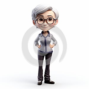 Youthful 3d Cartoon Senior Woman Figurine With Subtle Shading