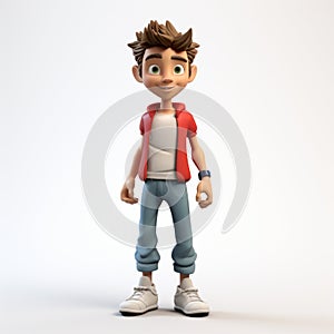 Youthful 3d Cnc Boy Character In The Style Of Raphael Lacoste