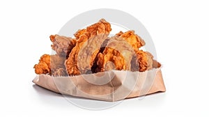 Youthful Energy Fried Chicken In Paper Bag On White Background photo