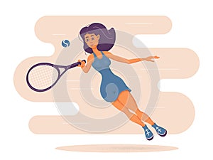 Youthful pretty girl playing tennis
