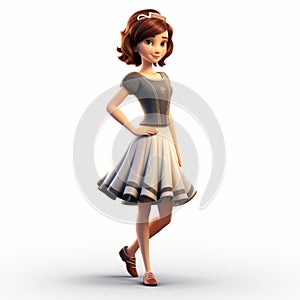 Youthful Protagonist: 3d Animated Character In Dress