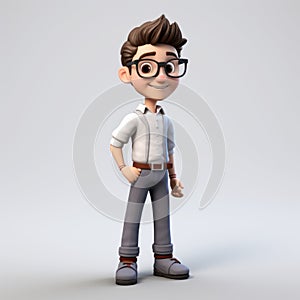 Youthful Protagonist: 3d Cartoon Boy In Glasses And Pants