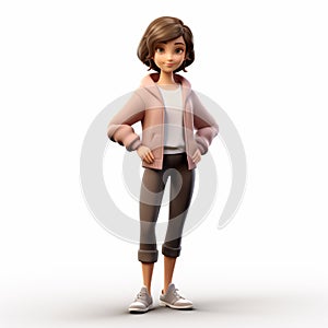 Youthful Protagonist: A 3d Girl In White Sweater And Pink Pants