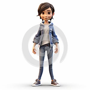 Youthful Protagonist: 3d Render Of Danielle In Jacket And Jeans