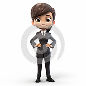 Youthful Protagonist: Animated 3d Clip Art Of Businesswoman In Business Suit