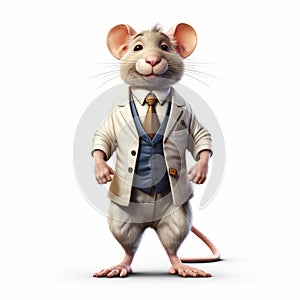 Youthful Protagonist: A Colorized 3d Model Of A Rat In A Suit