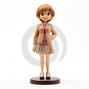 Youthful Protagonist Figurine: Girl In Jacket And Skirt