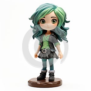 Youthful Protagonist Figurine With Green Hair And Green Eyes