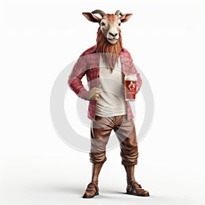 Youthful Protagonist Goat Beer: High-quality Fashion In 3d Render photo