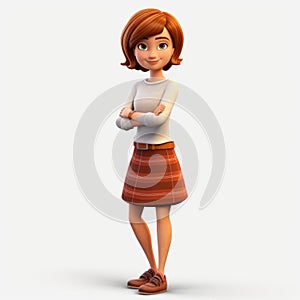 Youthful Protagonists: A 3d Cartoon Woman In Warm Tones photo