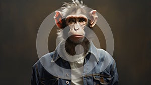 Youthful Protagonists: A Zbrush Portrait Of A Monkey In A Denim Jacket