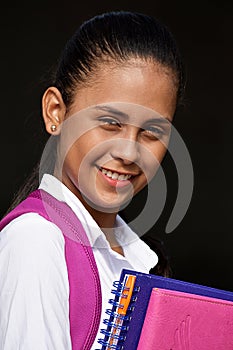 Youthful Teen Female Student Smiling