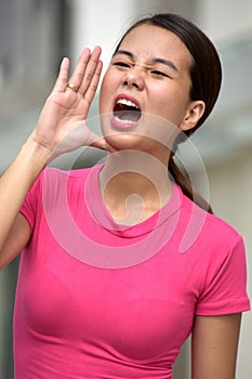 A Youthful Woman Yelling