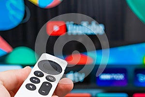 Youtube on Apple TV showing on the screen of TV