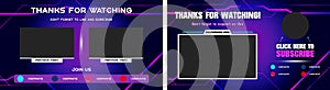 Youtube End Screen with red design and red lines. Youtube Video Template, background, Outro Card, end screen, banner, channel. Soc