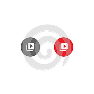 Youtube Library Video Streaming Button Icon Vector in Flat Design Style