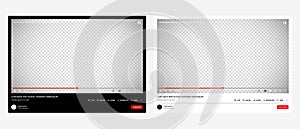 Youtube multimedia player window template. Youtube video template vector set. Isolated Youtube screen frame on isolated background photo