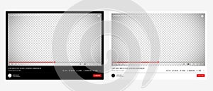 Youtube multimedia player window template. Youtube video template vector set. Isolated Youtube screen frame on isolated background