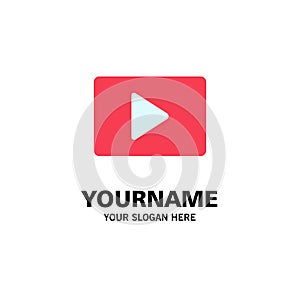 YouTube, Paly, Video, Player Business Logo Template. Flat Color