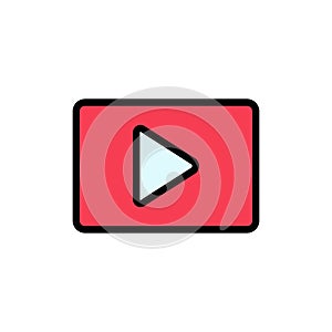 YouTube, Paly, Video, Player  Flat Color Icon. Vector icon banner Template