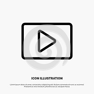 YouTube, Paly, Video, Player Line Icon Vector