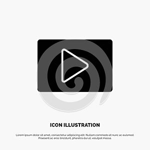 YouTube, Paly, Video, Player solid Glyph Icon vector