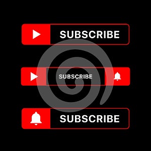 Youtube Subscribe Button Set. Youtube Lower Thirds. Vector Illustration On Black Background photo