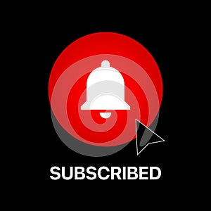 Youtube Subscribed Button. Youtube Lower Third. Youtube Bell Icon. Vector Illustration On Black Background photo