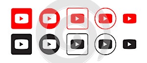 Youtube vector logo icon set. Vector illustration