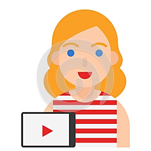 Youtuber icon, profession and job vector illustration