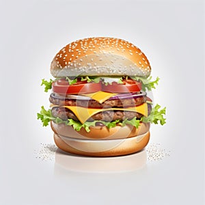 Hyper-Realistic Burger Illustration
