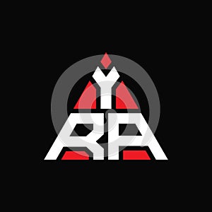 YRA triangle letter logo design with triangle shape. YRA triangle logo design monogram. YRA triangle vector logo template with red photo