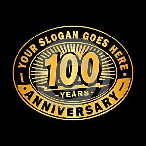 100 years anniversary celebration. 100th anniversary logo design. One hundred years logo.