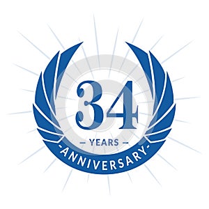 34 years anniversary design template. Elegant anniversary logo design. Thirty-four years logo.