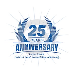 25 years anniversary. Elegant anniversary design. 25th years logo. photo