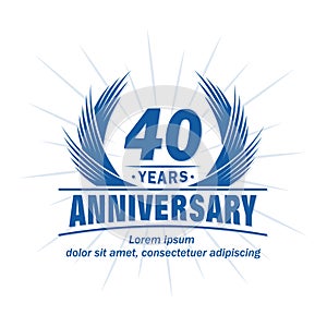 40 years anniversary. Elegant anniversary design. 40th years logo. photo