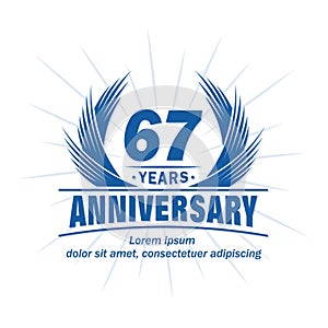 67 years anniversary. Elegant anniversary design. 67th years logo.