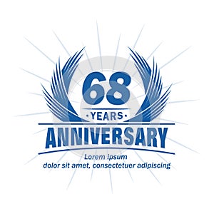 68 years anniversary. Elegant anniversary design. 68th years logo.