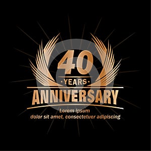 40 years anniversary. Elegant anniversary design. 40th years logo. photo