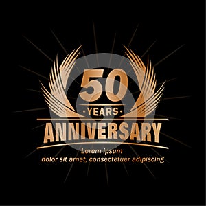 50 years anniversary. Elegant anniversary design. 50th years logo. photo