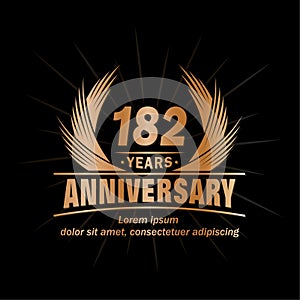 182 years anniversary. Elegant anniversary design. 182nd years logo.