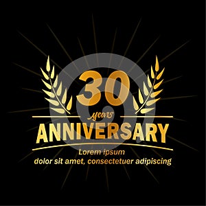 30th anniversary design template. 30th years vector and illustration. photo