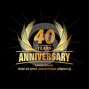 40 years anniversary. Elegant anniversary design. 40th years logo. photo