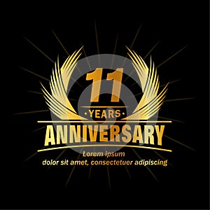 11 years anniversary. Elegant anniversary design. 11th years logo. photo