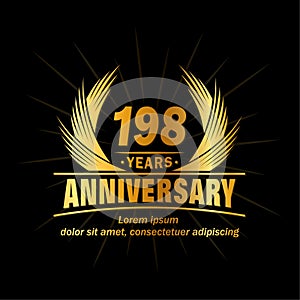 198 years anniversary. Elegant anniversary design. 198th years logo.