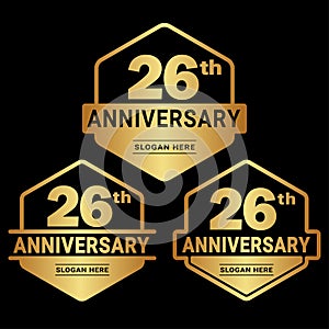 26 years anniversary celebration logotype. 26th anniversary logo collection