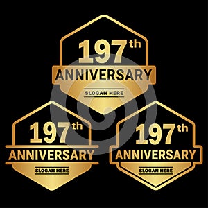 197 years anniversary celebration logotype. 197th anniversary logo collection