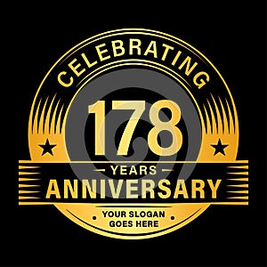178 years anniversary celebration design template. 178th logo vector illustrations.