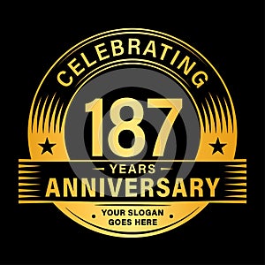 187 years anniversary celebration design template. 187th logo vector illustrations.