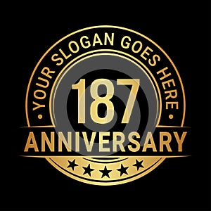 187 years anniversary. 187th anniversary logo design template. Vector and illustration.